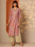 Multi Printed Silk Blend Straight Kurta - Image 3