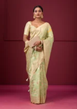 Pista Green Zariwork Tissue Saree